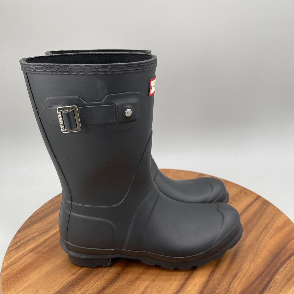 Hunter Original Short Rain Boots Womens Size 7 Black Waterproof Casual